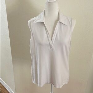 LOFT Cream Sleeveless Polo Blouse